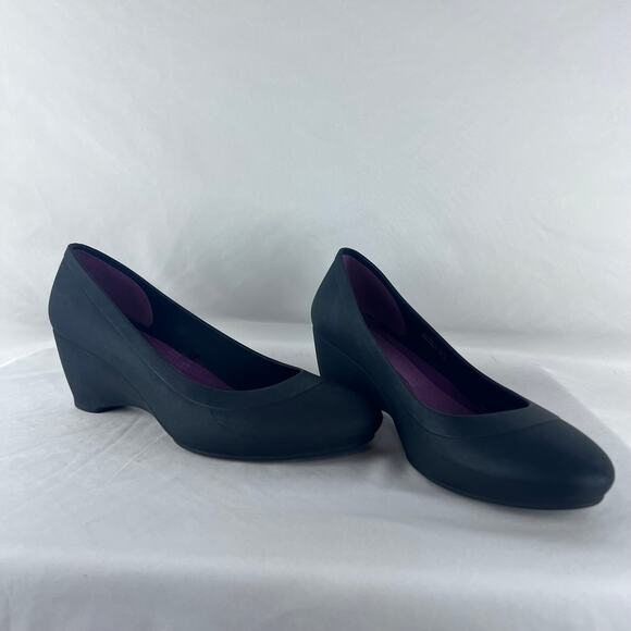 CROCS Shoes - Crocs Lina Wedges Shoes Pump Black Dual Comfort Wedge Heel Women’s Size 7